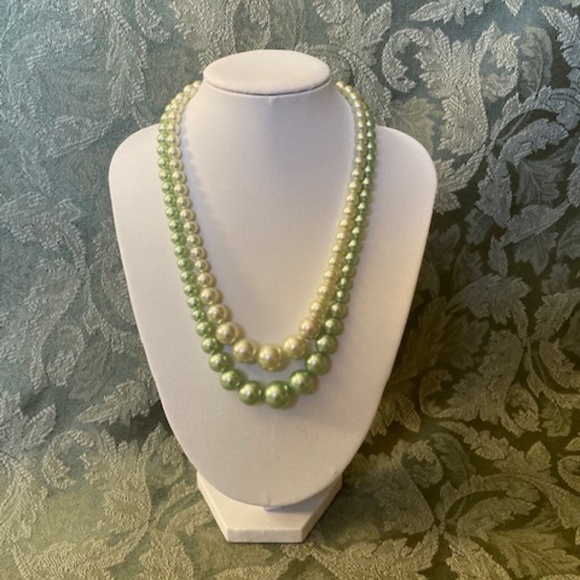 Vintage Two Strand Faux Pearl Necklace - Picture 2 of 11